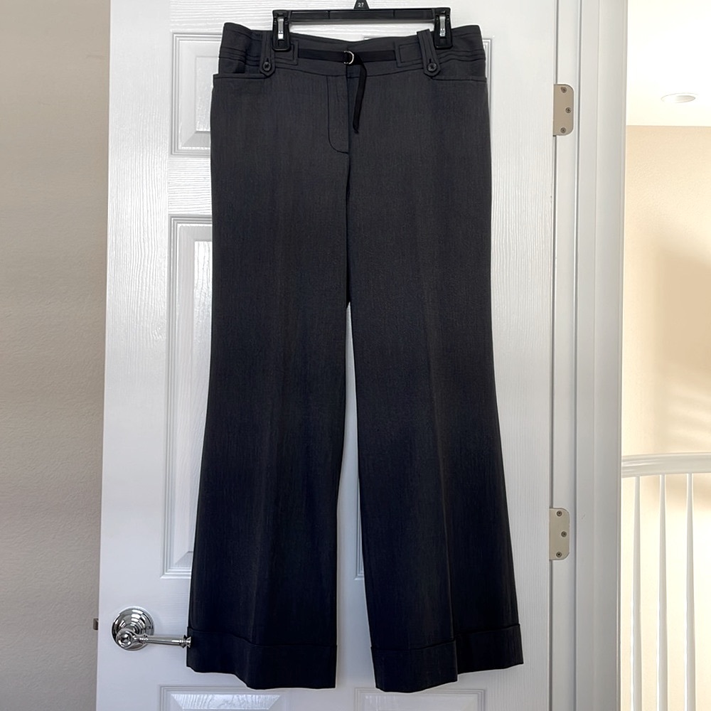 NWOT ANN TAYLOR LOFT WIDE LEG BLACK GRAY PANTS WITH CUFFED HEM